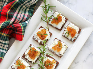 Cocoa Biscuits with Goat Cheese and Bacon Jam