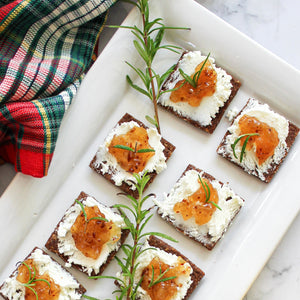 Cocoa Biscuits with Goat Cheese and Bacon Jam