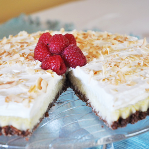 Coconut Cream Pie in a Cocoa Biscuit Crust