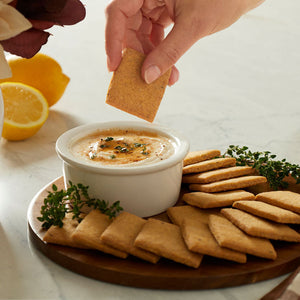 Hot Honey Yogurt Dip with Corn Biscuits