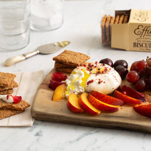 Gruyère Biscuits with Burrata & Peaches