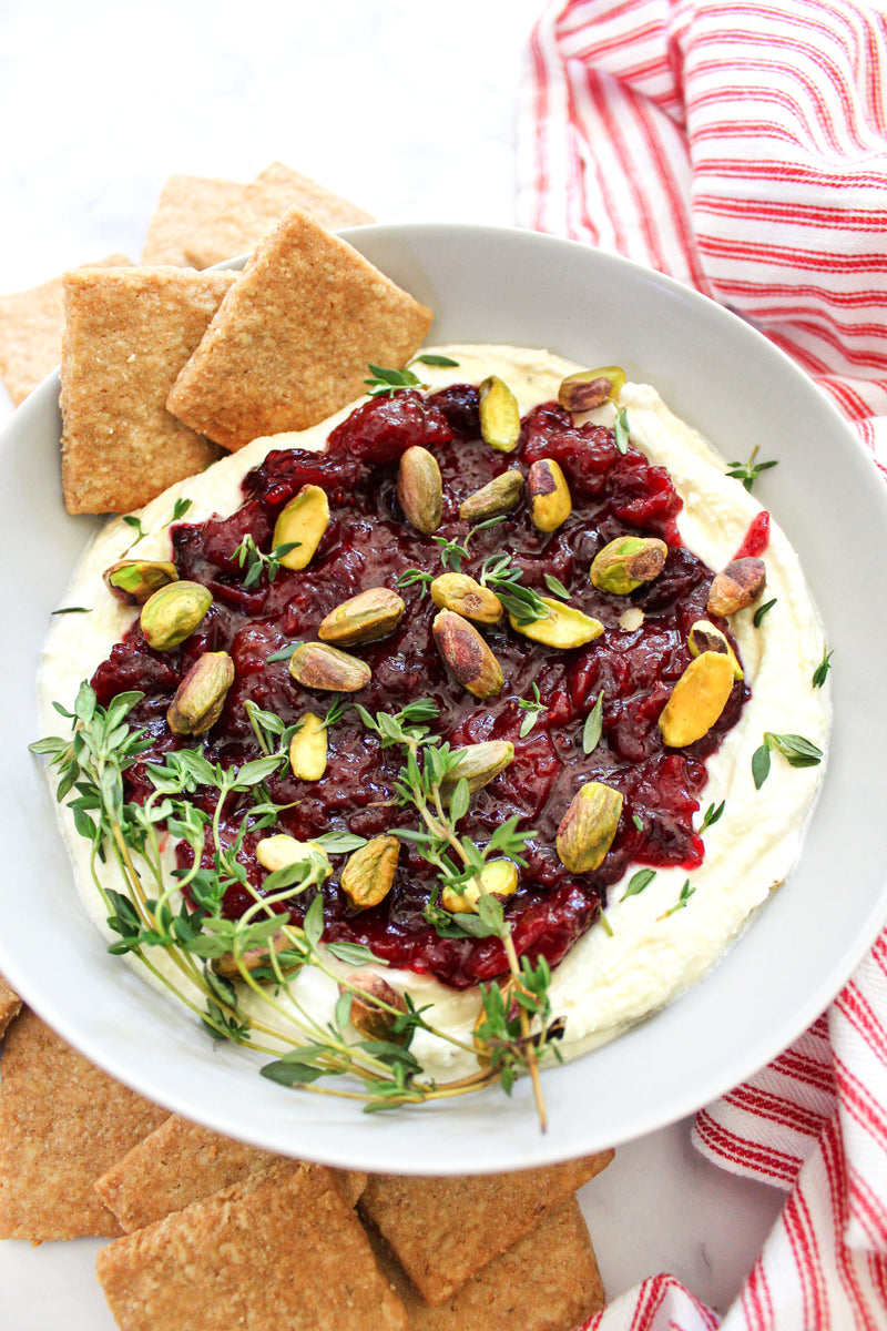 Cranberry Whipped Feta Dip with Oatcakes