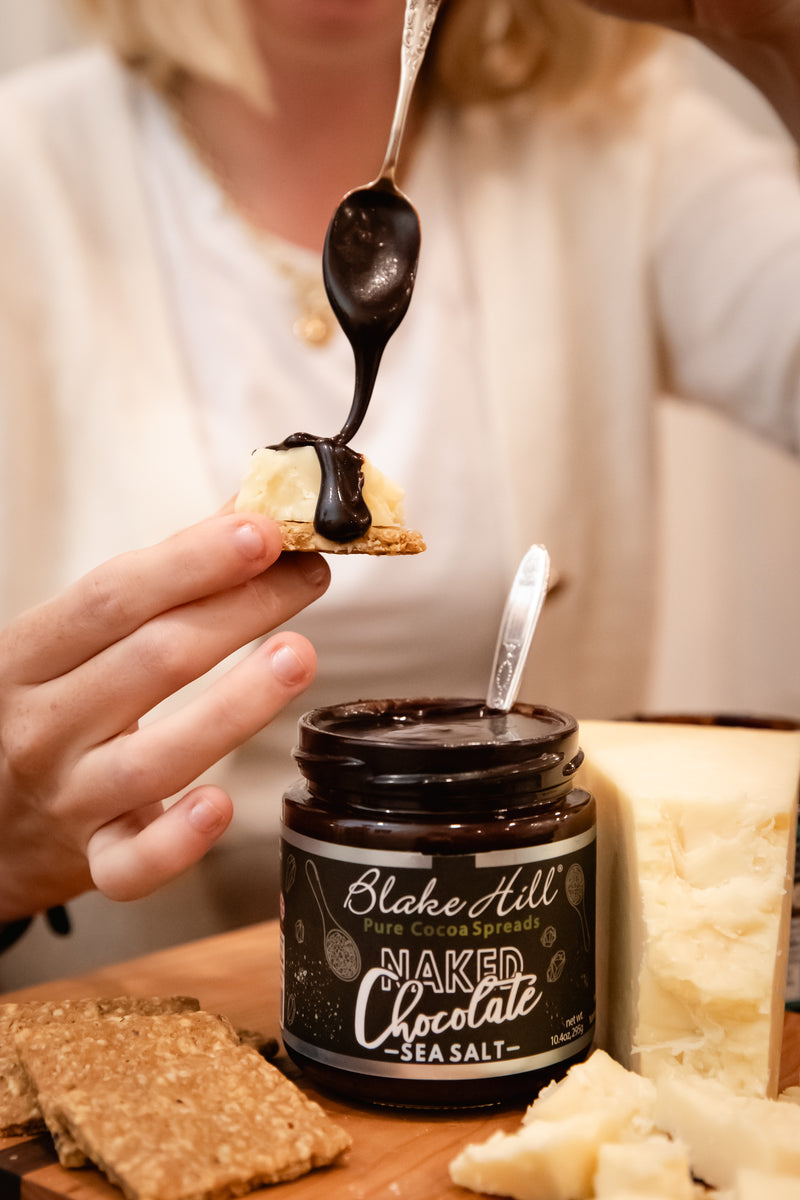 Hazelnut Biscuit, Blake Hill Naked Chocolate Sea Salt Spread and Cabot Clothbound Black Label