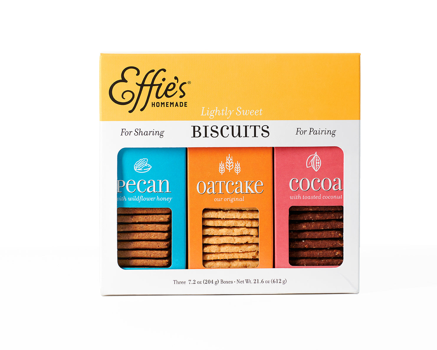 3-Pack Sampler featuring Oatcakes, Pecan Biscuits and Cocoa Biscuits